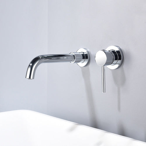 BowLift | Round Single Handle Bathroom Faucet 2-Hole Wall Mounted Bathroom Faucet with Swivel Head