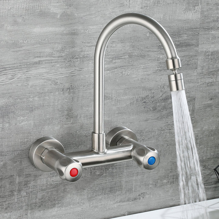BowLift | Round 2-Handle Bathroom Faucet Single Hole Wall Mounted Bathroom Faucet