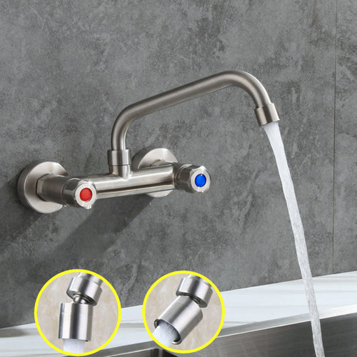 BowLift | Round 2-Handle Bathroom Faucet Single Hole Wall Mounted Bathroom Faucet