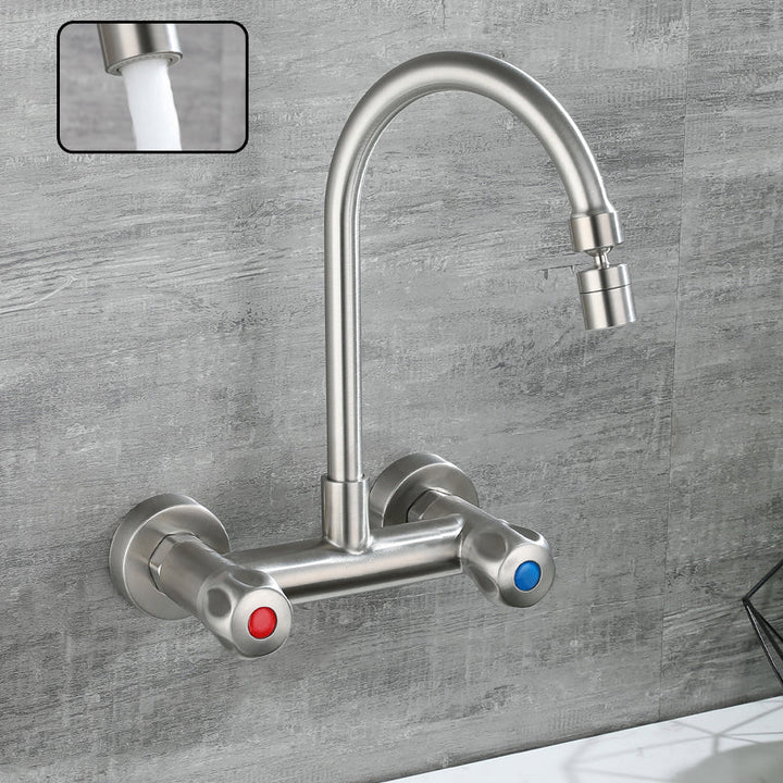 BowLift | Round 2-Handle Bathroom Faucet Single Hole Wall Mounted Bathroom Faucet