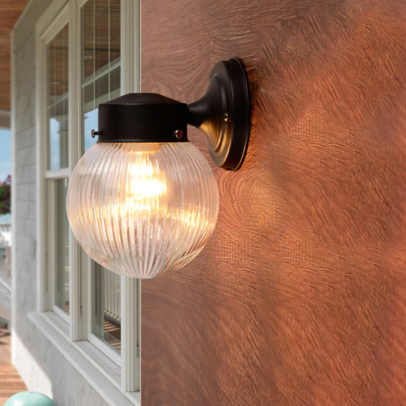 BowLift | Globe Wall Lamp Vintage 1 Light Mini Wall Fixture with White/Clear Glass Shade for Bathroom