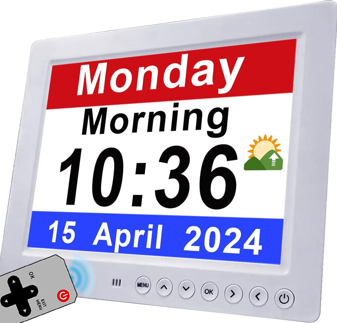 BowLift | 11.5-Inch Digital Calendar Day Clock with 19 Reminders – Claryon