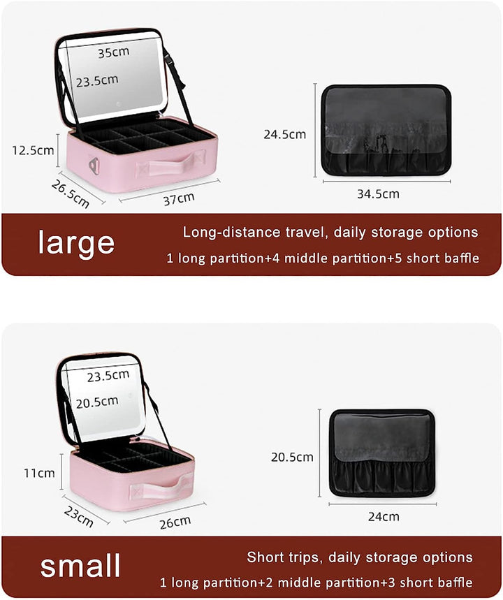 BowLift | Portable Travel Makeup Case with LED Mirror & Adjustable Light