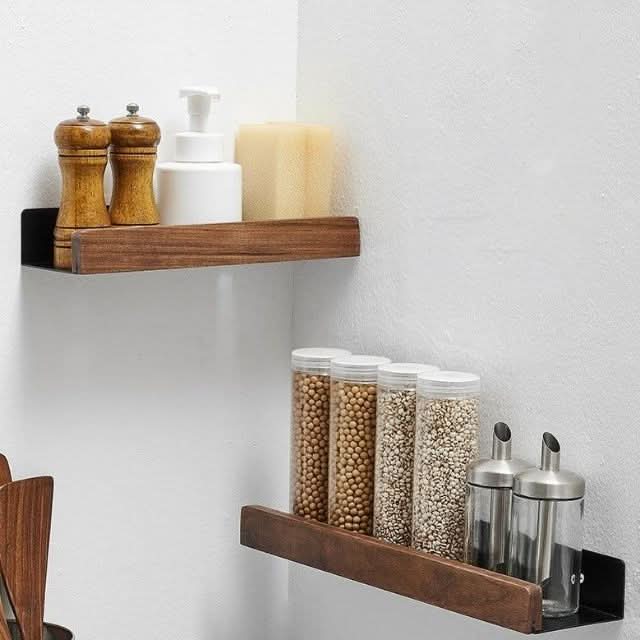 BowLift | No-Drill Solid Wood Bathroom Wall Shelf