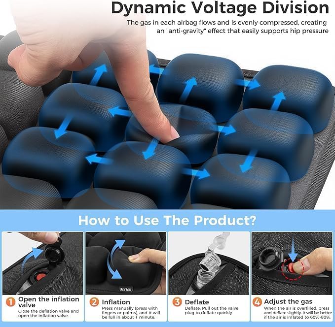 BowLift | Inflatable Travel Seat Cushion with Ergonomic Pressure Relief – AirComfort