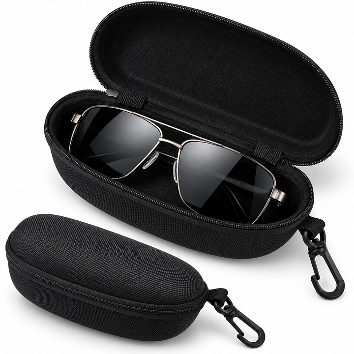 Protective Hard-Shell Eyewear Case with Carabiner Bowlift