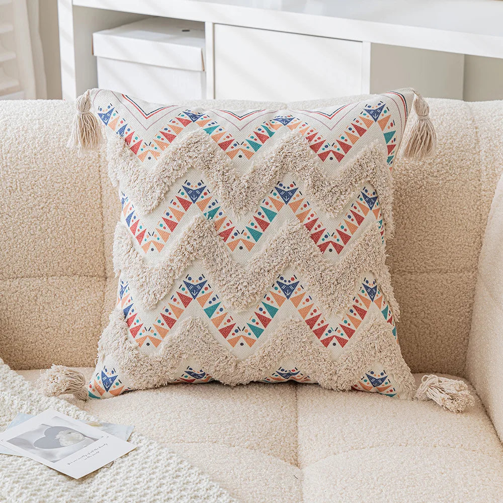 BowLift | Boho Geometric Tufted Cushion Cover – Decorative Pillow for Home and Sofa
