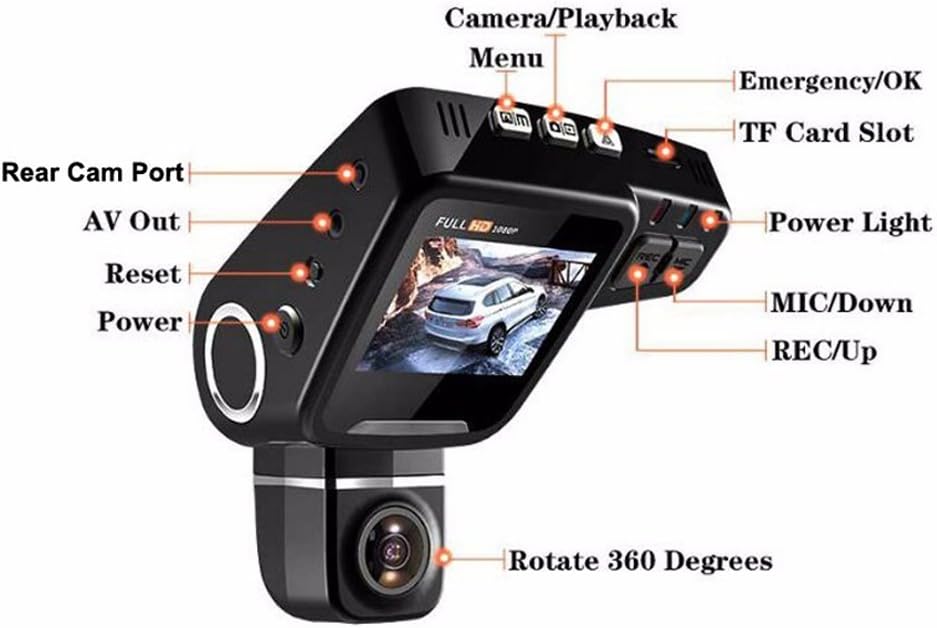 BowLift | WiFi Hidden Dash Cam 1080P with 170° Wide Angle and G-Sensor