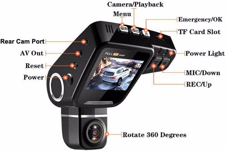 BowLift | WiFi Hidden Dash Cam 1080P with 170° Wide Angle and G-Sensor