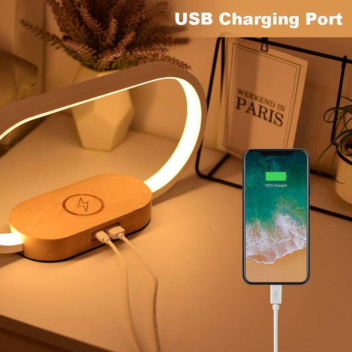 BowLift | Wireless Charging Bedside Table Lamp with Clock – Lumora