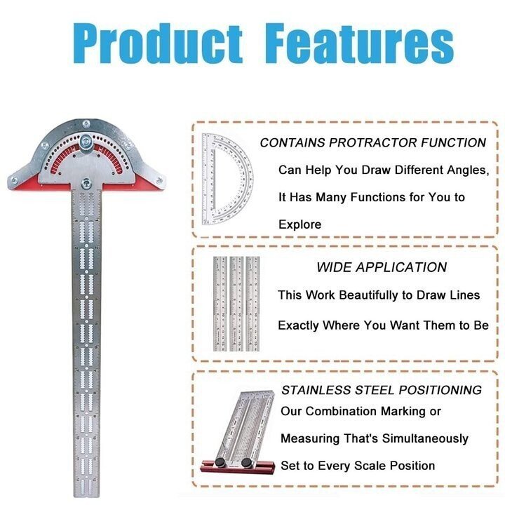 BowLift | Ultra Precision Marking Ruler Square T Type Woodworking Scriber Measuring Tool