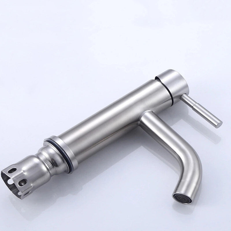BowLift | Modern Silver Washbasin Mixer Single Lever Bathroom Faucet with Lever Handle