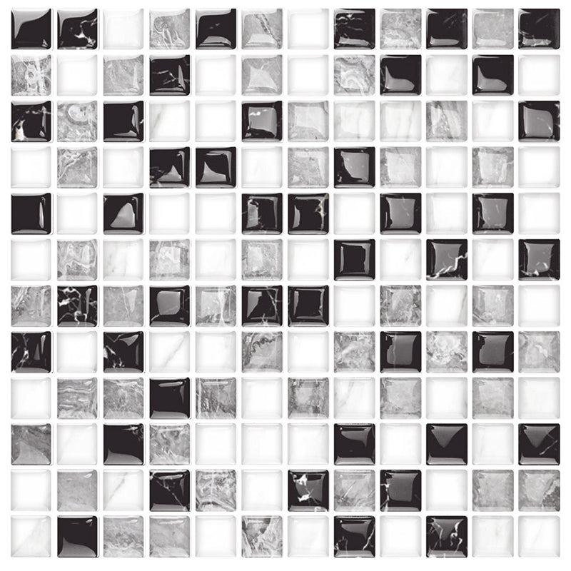 BowLift | 12"x 12" Resin Mosaic Tiles Square Self-Adhesive Tiles for Backsplash & Wall Tile