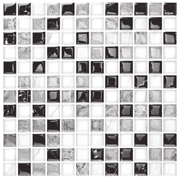 BowLift | 12"x 12" Resin Mosaic Tiles Square Self-Adhesive Tiles for Backsplash & Wall Tile