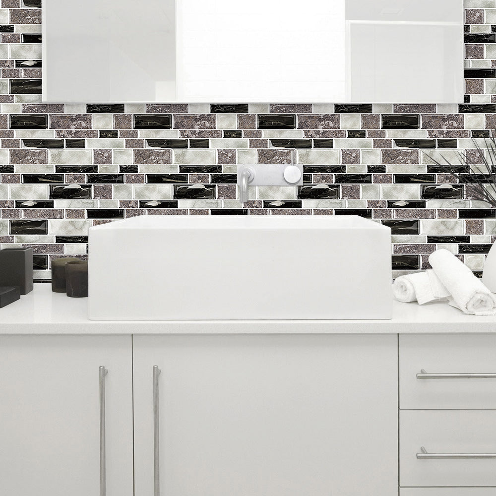 BowLift | 12"x 12" Resin Mosaic Tiles Square Self-Adhesive Tiles for Backsplash & Wall Tile