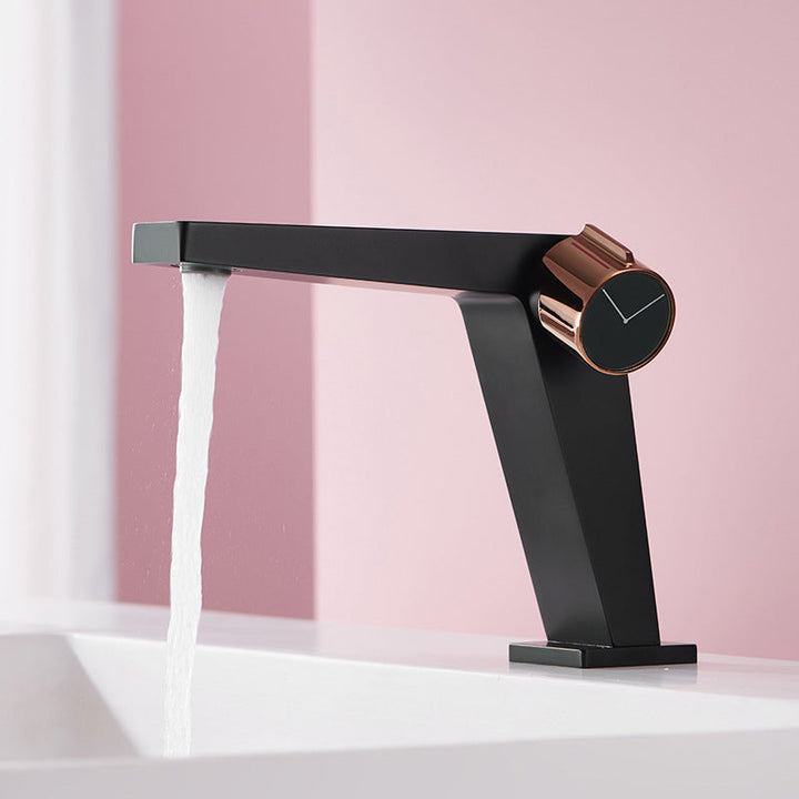 BowLift | Modern Bathroom Sink Faucet Brass Knob Handle Low Arc Basin Faucet