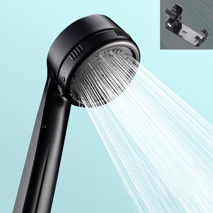 BowLift | Contemporary Shower Head Round Handheld Shower Head Combination in Black