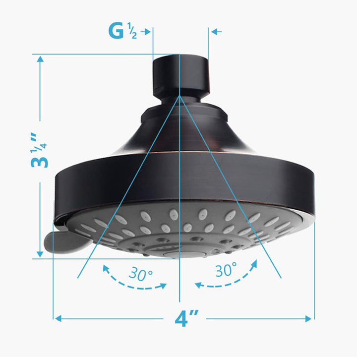 BowLift | Round metal shower head Traditional adjustable spray pattern shower head