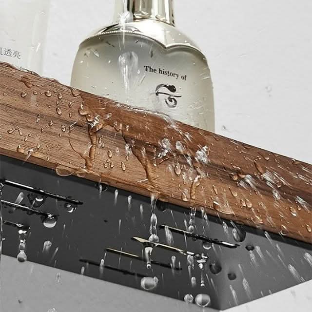 BowLift | No-Drill Solid Wood Bathroom Wall Shelf