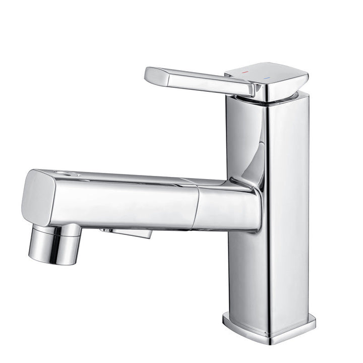 BowLift | Contemporary Vessel Sink Faucet Copper Single Handle Low Arc Pull Down Vessel Faucet