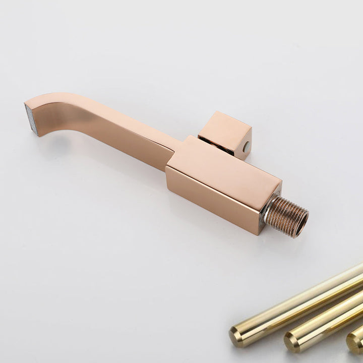 BowLift | Contemporary Wall Mounted Bathroom Faucet Handle Knob Solid Brass Square Faucet