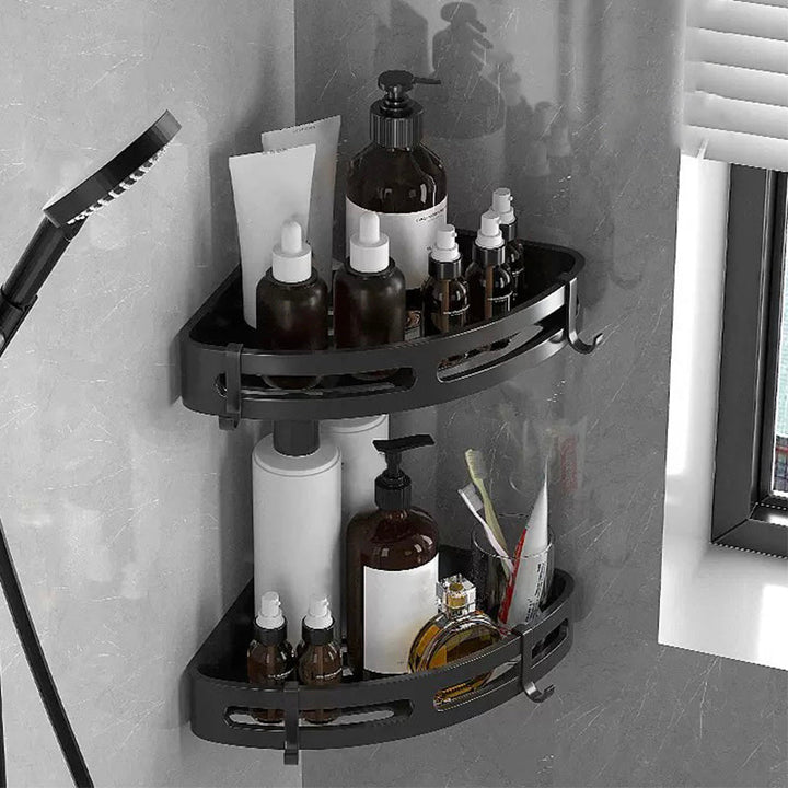 BowLift | Modern Bathroom Hardware Set Bathroom Shelf Silver/Black Bathroom Accessories Set