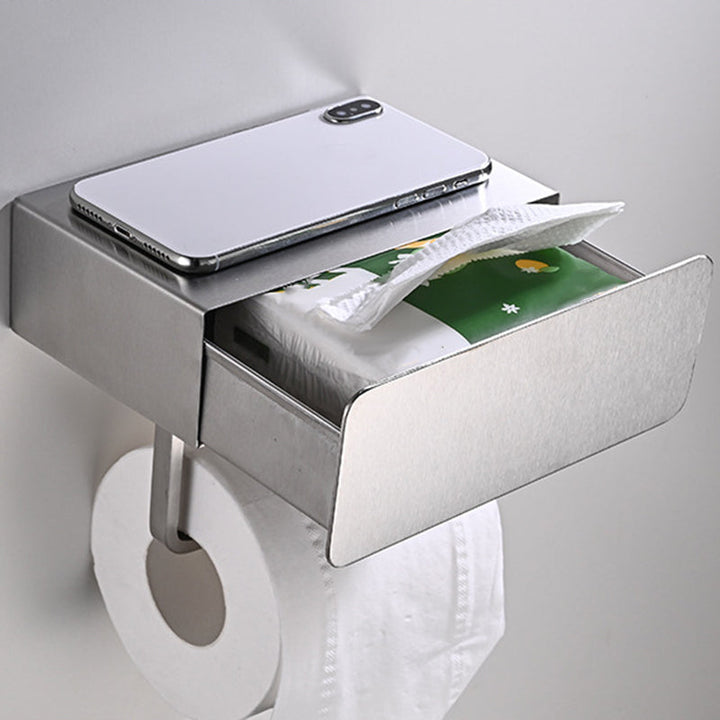 BowLift | 2-piece Stainless Steel Classic Bathroom Accessory Set Black & Chrome Paper Holder