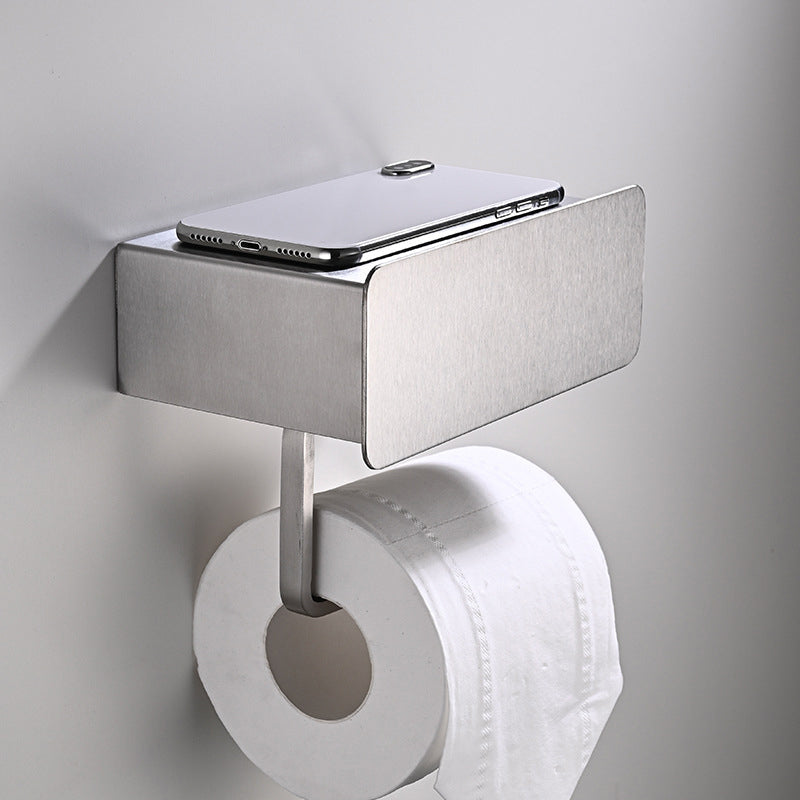 BowLift | 2-piece Stainless Steel Classic Bathroom Accessory Set Black & Chrome Paper Holder