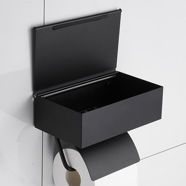 BowLift | 2-piece Stainless Steel Classic Bathroom Accessory Set Black & Chrome Paper Holder