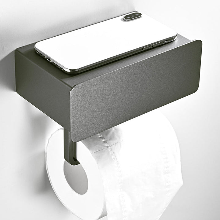 BowLift | 2-piece Stainless Steel Classic Bathroom Accessory Set Black & Chrome Paper Holder