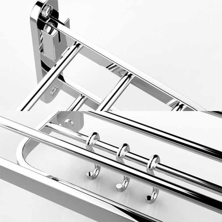 BowLift | Chrome Modern Bathroom Hardware Set Stainless Steel Towel Hook/Towel Rail & Bathroom Shelf