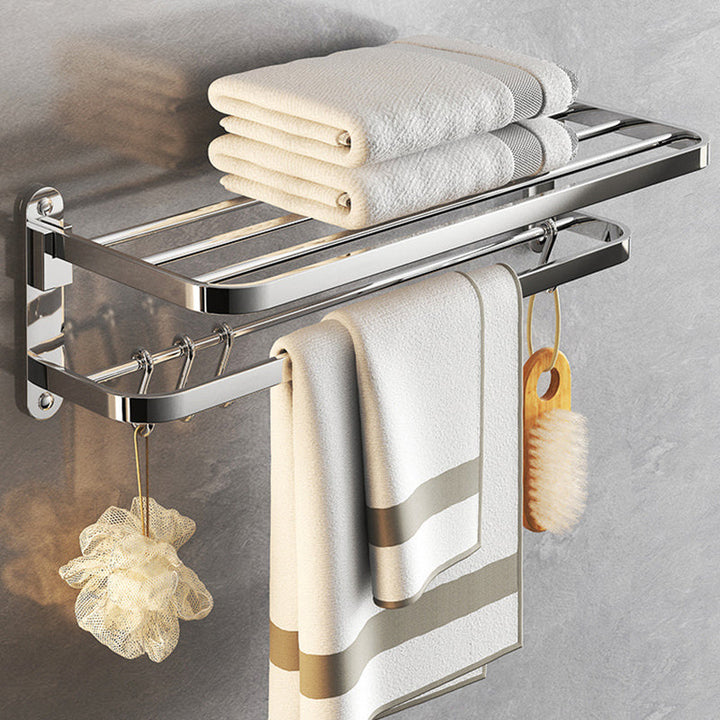 BowLift | Chrome Modern Bathroom Hardware Set Stainless Steel Towel Hook/Towel Rail & Bathroom Shelf