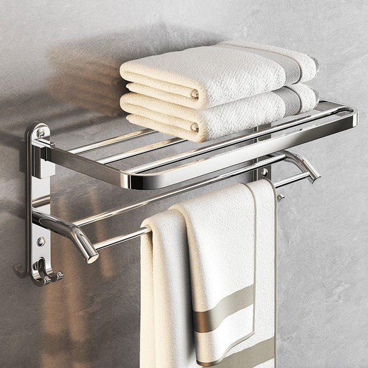 BowLift | Chrome Modern Bathroom Hardware Set Stainless Steel Towel Hook/Towel Rail & Bathroom Shelf