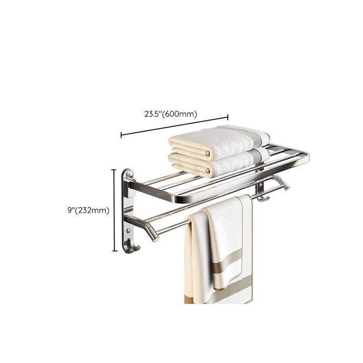 BowLift | Chrome Modern Bathroom Hardware Set Stainless Steel Towel Hook/Towel Rail & Bathroom Shelf