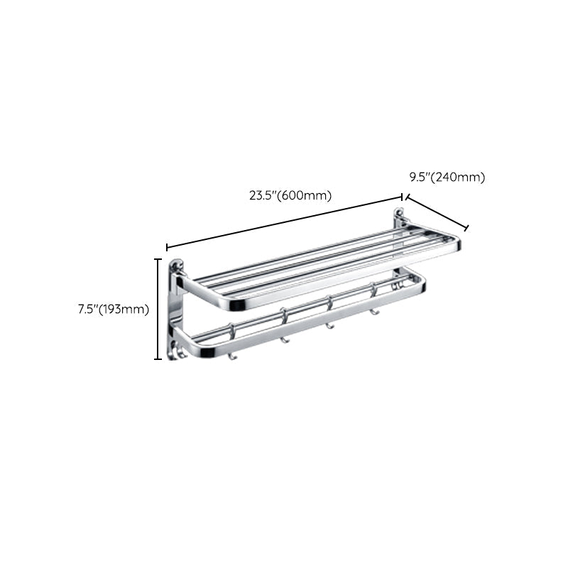 BowLift | Chrome Modern Bathroom Hardware Set Stainless Steel Towel Hook/Towel Rail & Bathroom Shelf