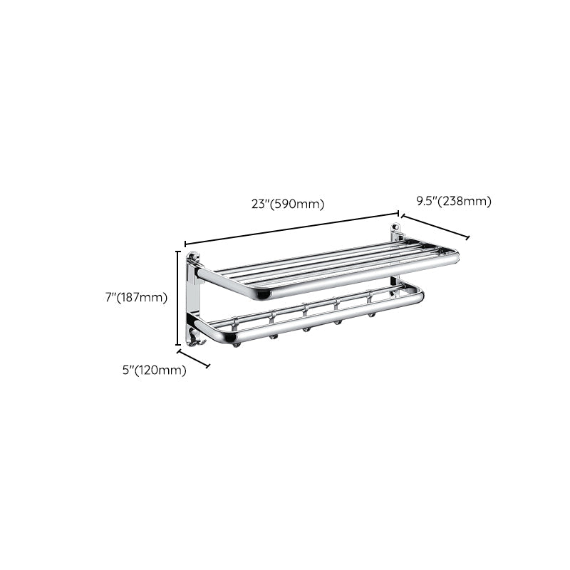 BowLift | Chrome Modern Bathroom Hardware Set Stainless Steel Towel Hook/Towel Rail & Bathroom Shelf