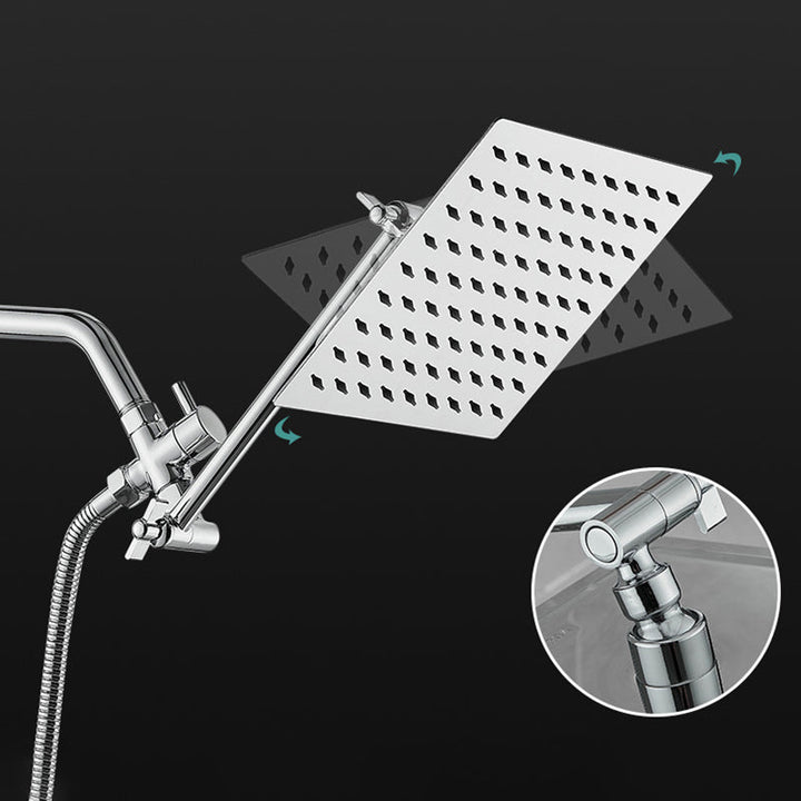 BowLift | Silver Square Fixed Shower Head Modern Style Wall Mounted Shower Head