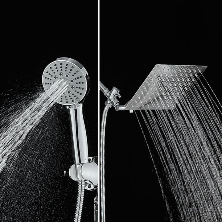 BowLift | Silver Square Fixed Shower Head Modern Style Wall Mounted Shower Head