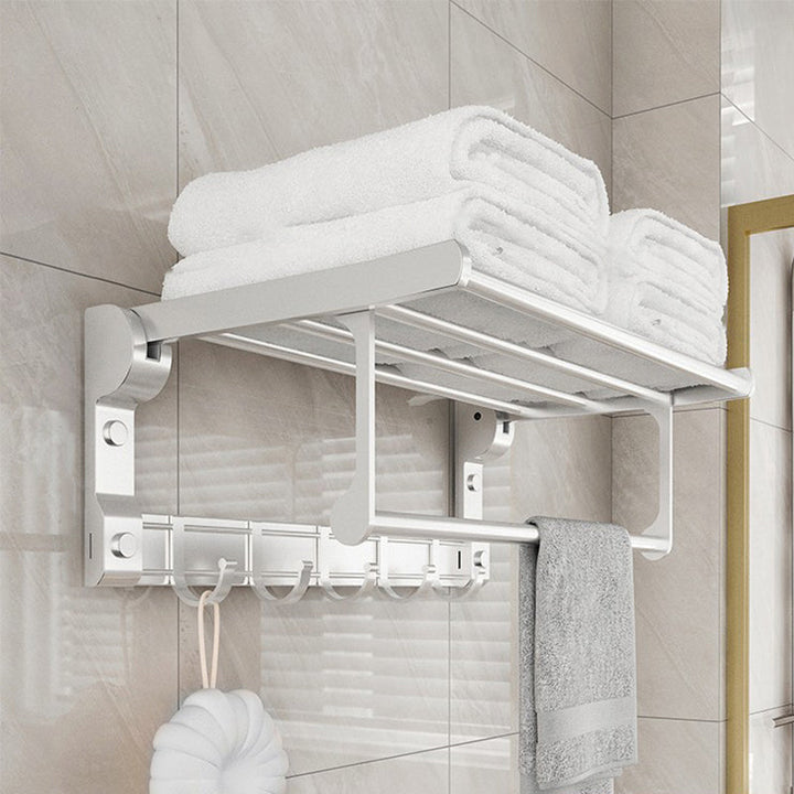 BowLift | Chrome/Black Classic Bathroom Accessory Set Modern Bath Shelf/Towel Bar & Paper Holder