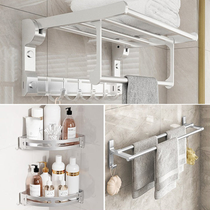 BowLift | Chrome/Black Classic Bathroom Accessory Set Modern Bath Shelf/Towel Bar & Paper Holder