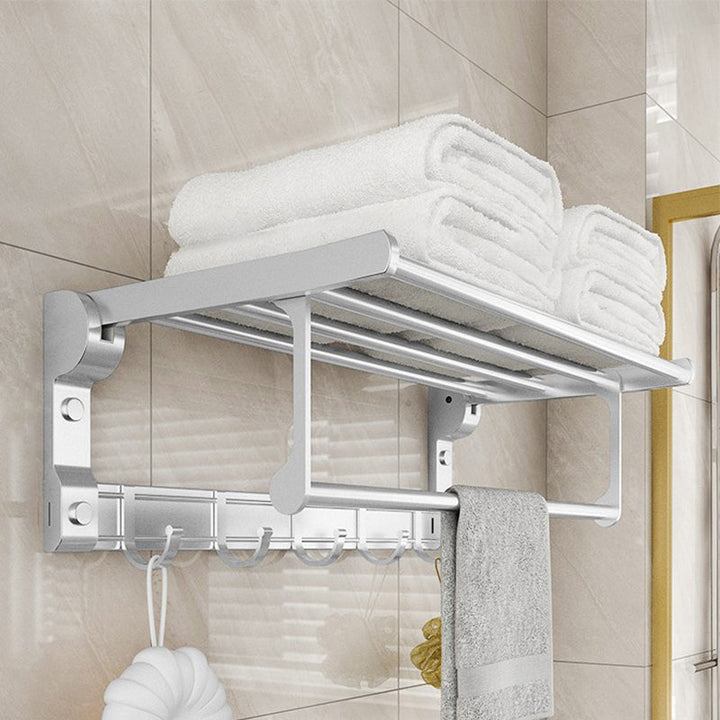 BowLift | Chrome/Black Classic Bathroom Accessory Set Modern Bath Shelf/Towel Bar & Paper Holder