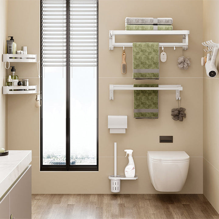 BowLift | Modern Bathroom Hardware Set Towel Bar White Bath Shelf Bathroom Hardware Set