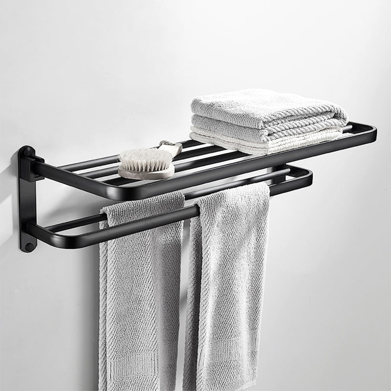 BowLift | Modern Classic Bathroom Hardware Set Matte Black Bathrobe/Towel Bar & Bathroom Shelf