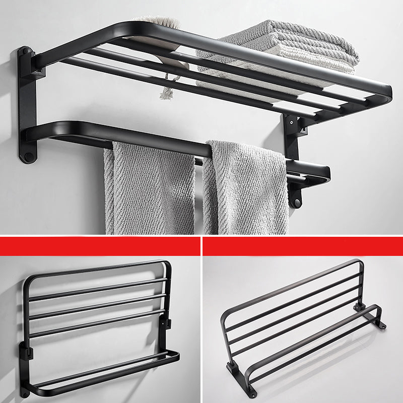 BowLift | Modern Classic Bathroom Hardware Set Matte Black Bathrobe/Towel Bar & Bathroom Shelf