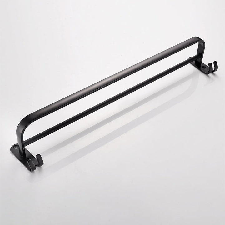 BowLift | Modern Classic Bathroom Hardware Set Matte Black Bathrobe/Towel Bar & Bathroom Shelf