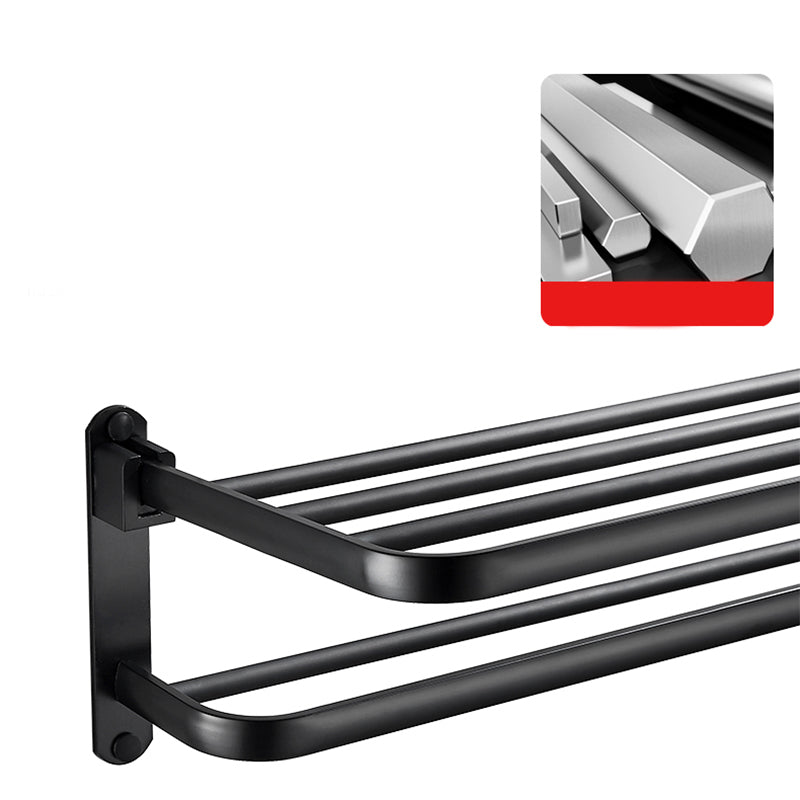 BowLift | Modern Classic Bathroom Hardware Set Matte Black Bathrobe/Towel Bar & Bathroom Shelf