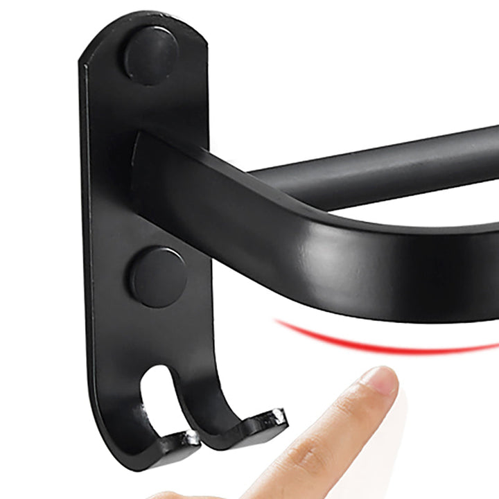 BowLift | Modern Classic Bathroom Hardware Set Matte Black Bathrobe/Towel Bar & Bathroom Shelf