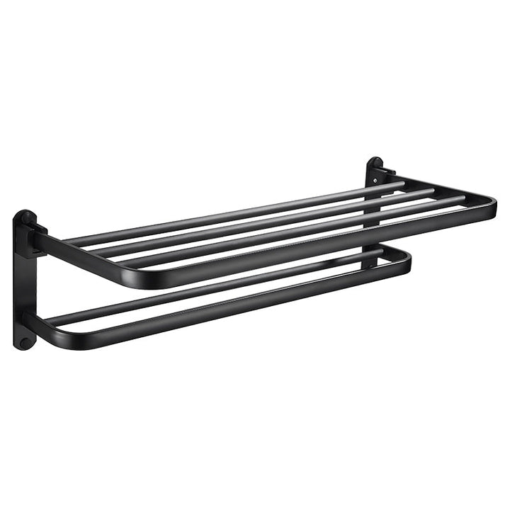 BowLift | Modern Classic Bathroom Hardware Set Matte Black Bathrobe/Towel Bar & Bathroom Shelf