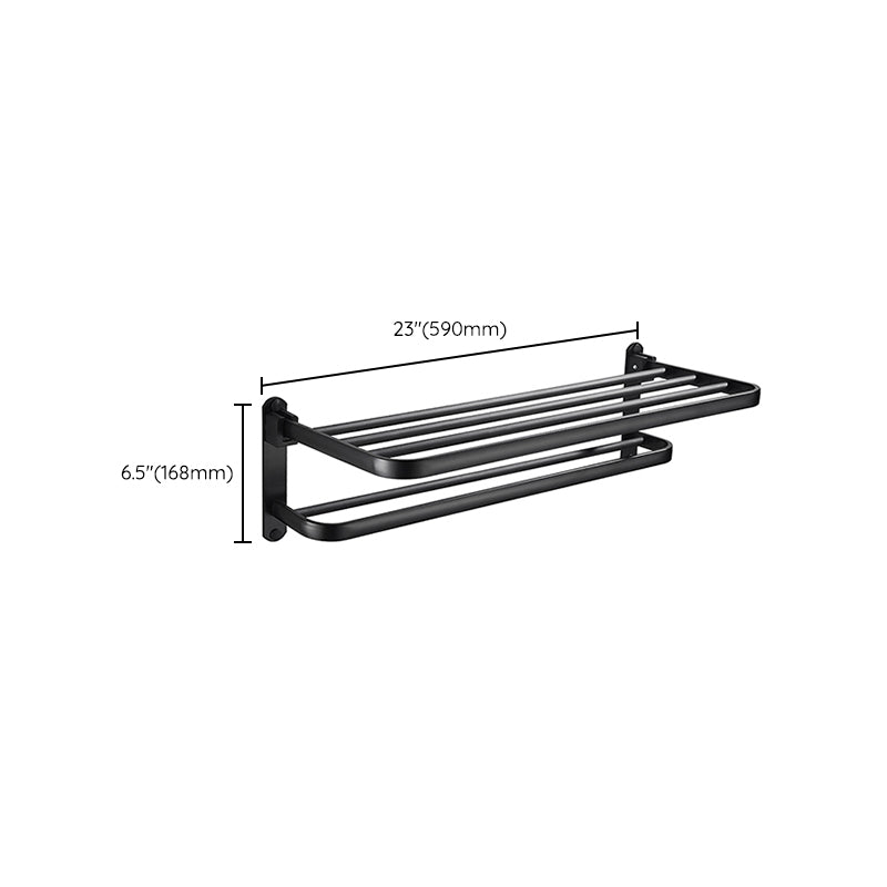 BowLift | Modern Classic Bathroom Hardware Set Matte Black Bathrobe/Towel Bar & Bathroom Shelf