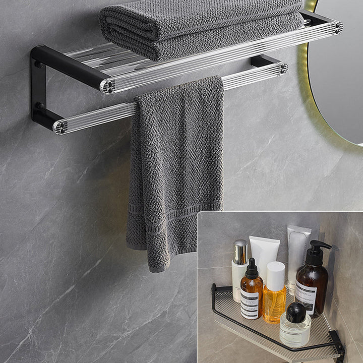 BowLift | Modern bathroom accessory set bath shelf/towel holder & bathrobe hooks included
